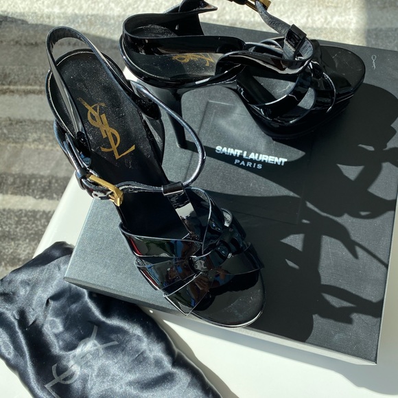 Saint Laurent TRIBUTE PLATFORM SANDALS PATENT US 6 - Picture 15 of 16